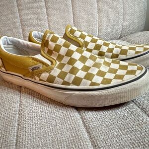 Vans Yellow Checkered Slip-On Sneakers